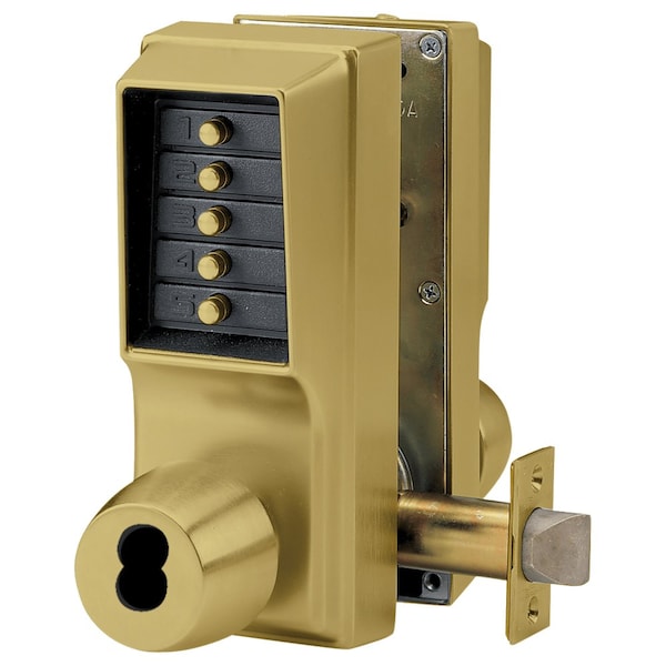 Cylindrical Knob Lock, Combination or Key Override Entry, Combination or Key Override Exit, 2-3/4-in